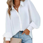 Nadorine Printed Lantern Long Sleeve Blouse