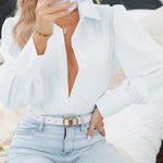 Nadorine Printed Lantern Long Sleeve Blouse