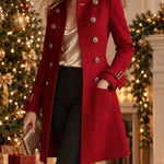 Classic Retro Red Stand-up Collar Double-breasted Coat