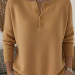 Helena | Henley Button Up Knit Sweater