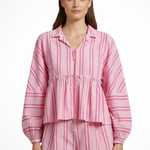 Ava Thornton | Striped Cotton Lounge Set For Women