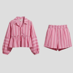 Ava Thornton | Striped Cotton Lounge Set For Women