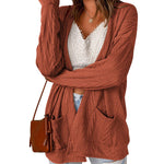 Nadorine Women's 2023 Fall Winter Cardigan Sweaters Long Sleeve Open Front Cable Knit Outwear Coat with Pockets