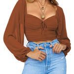 Tie Knot Ruched Crop Tube Top - Nadorine (Us Only)