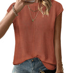 Nadorine Cap Sleeve Sweater Vest Sleeveless Knit Tops