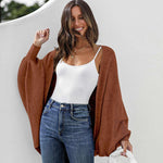 Nadorine Open Front Oversized Batwing Sleeve Knit Cardigan