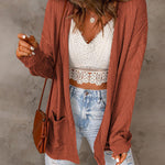 Nadorine Women's 2023 Fall Winter Cardigan Sweaters Long Sleeve Open Front Cable Knit Outwear Coat with Pockets