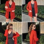 Nadorine Women's 2023 Fall Winter Cardigan Sweaters Long Sleeve Open Front Cable Knit Outwear Coat with Pockets