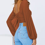Tie Knot Ruched Crop Tube Top - Nadorine (Us Only)
