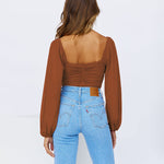Tie Knot Ruched Crop Tube Top - Nadorine (Us Only)