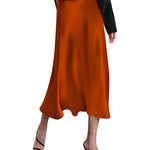 Satin Zipper Elegant Work Skirts - Nadorine (US Only)