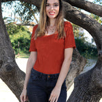 Nadorine Short Sleeve Square Neck Slim Fitted Tops