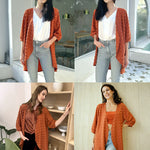 Women Swiss Dot Chiffon Cardigan Lightweight Beach Cover Up 3/4 Sleeve Cardigan - Nadorine (Us Only)