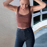 Nadorine Sleeveless Crop Top Square Neck Tank Top