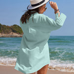 Nadorine 3/4 Sleeve Shirts Button Down Beach Cover Up