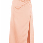 Women's Satin Midi Skirt High Waist Split Thigh Solid Zipper Skirt - Nadorine (Us Only)