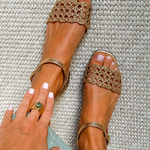 NELL | Square Toe Flat Sandals