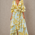 Bettina | Floral Tie-Front Tiered Ruffle Maxi Dress