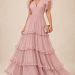 Rosalind | Blush Ruffle Maxi Dress