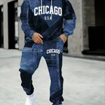 KZZ Men's Fall Winter Hooded Sweatshirt & Pants Set
