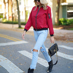 Nadorine Classic Bomber Jacket Windbreaker with Pockets