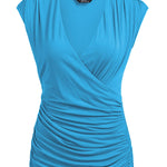 Nadorine Cross Wrap Tunic Ruched Tank Tops
