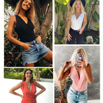 Nadorine Cross Wrap Tunic Ruched Tank Tops