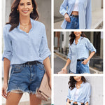 Nadorine Cotton Linen Shirts Tops