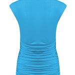 Nadorine Cross Wrap Tunic Ruched Tank Tops