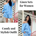 Women's 2 Piece Cotton Linen Tracksuit Short Sleeve Casual Shorts Set V Neck Beach Outfits - Nadorine (Us Only)