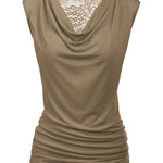Ruched Cowl Neck Tank Tops - Nadorine (Us Only)