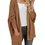 Nadorine Women's 2023 Fall Winter Popcorn Cardigan Open Front Batwing Sleeve Oversized Chunky Knit Sweater with Pockets