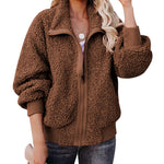 Fuzzy Fleece Jackets Oversized Open Front Coat Zipper Outwear(TTShop02) - Nadorine (Us Only)