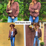 Faux Bomber Zip Up Lightweight Jacket Coat with Pockets - Nadorine (Us Only)