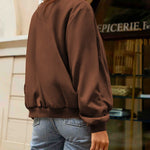 Faux Bomber Zip Up Lightweight Jacket Coat with Pockets - Nadorine (Us Only)
