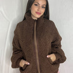 Fuzzy Fleece Jackets Oversized Open Front Coat Zipper Outwear(TTShop02) - Nadorine (Us Only)