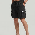 KZZ Men's Plus Size Solid Flap Pocket Cargo Shorts