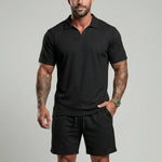 KZZ Men's Two-Piece Jacquard Knit Casual Set