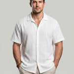 KZZ Men's Solid Coffee-Colored Short-Sleeve Shirt