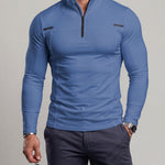 KZZ Men's Half-Zip Long-Sleeve Compression Shirt