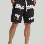 KZZ Men's Letter Embroidery Patched Drawstring Waist  Shorts