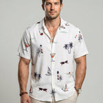 KZZ Men's Tropical Print Short Sleeve Shirt