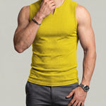 KZZ Solid-Color V-Neck Sleeveless Pullover Vest T-Shirt