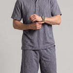 KZZ Men's Solid-Color Polo Shirt and Drawstring-Waist Shorts