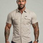 KZZ Durable Short Sleeve Workwear Button Down Shirt