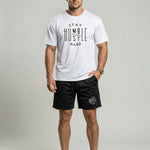 KZZ Men's  Letter Print Round Neck Shortsleeve Tee & Drawstring Waist Shorts Set