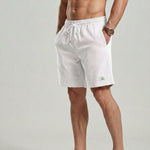 KZZ Men's Solid Patched Drawstring Waist Shorts