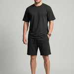 KZZ Solid-Color Crew-Neck T-Shirt and Shorts