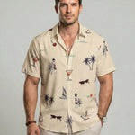 KZZ Men's Tropical Print Short Sleeve Shirt