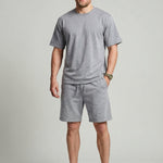 KZZ Solid-Color Crew-Neck T-Shirt and Shorts